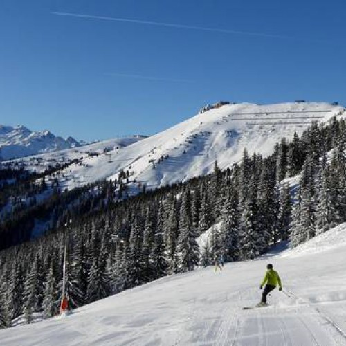 Piste met skieër