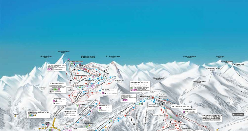 Pistekaart Zell am See en Kaprun